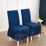 7-SOGA 2X Blue Chair Cover Seat Protector with Ruffle Skirt Stretch Slipcover Wedding Party Home Decor