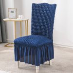 8-SOGA 2X Blue Chair Cover Seat Protector with Ruffle Skirt Stretch Slipcover Wedding Party Home Decor