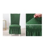 4-SOGA Dark Green Chair Cover Seat Protector with Ruffle Skirt Stretch Slipcover Wedding Party Home Decor
