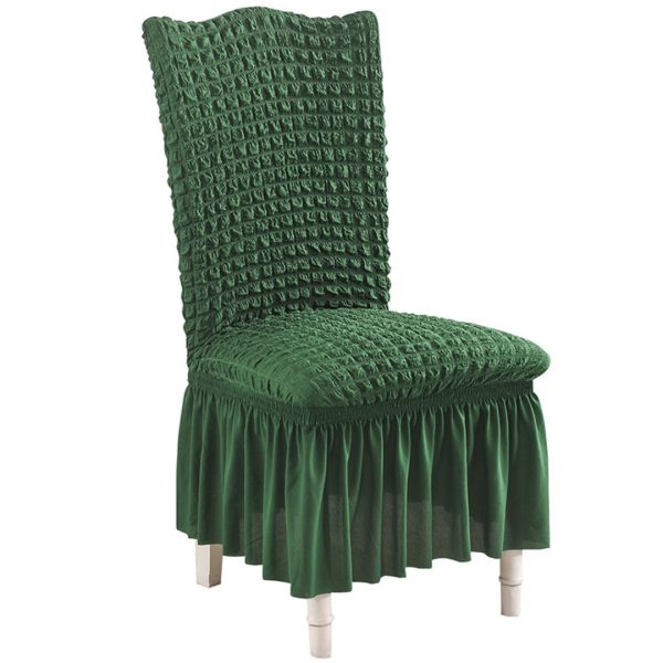 1-SOGA Dark Green Chair Cover Seat Protector with Ruffle Skirt Stretch Slipcover Wedding Party Home Decor