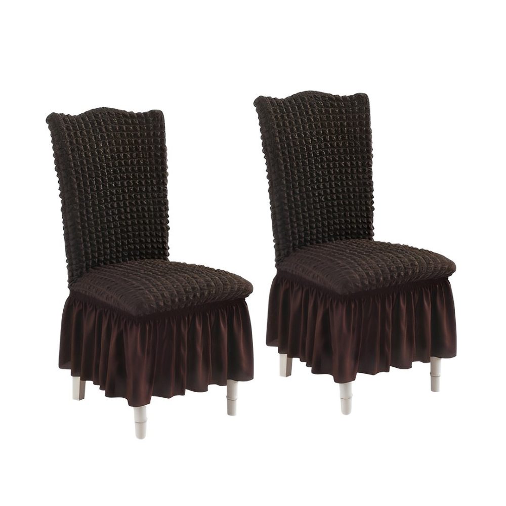 1-SOG 2X Coffee Chair Cover Seat Protector with Ruffle Skirt Stretch Slipcover Wedding Party Home Decor 1-SOG 2X Coffee Chair Cover Seat Protector with Ruffle Skirt Stretch Slipcover Wedding Party Home Decor