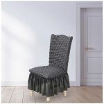 3-SOGA Dark Grey Chair Cover Seat Protector with Ruffle Skirt Stretch Slipcover Wedding Party Home Decor