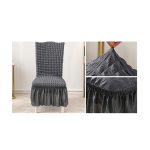 6-SOGA Dark Grey Chair Cover Seat Protector with Ruffle Skirt Stretch Slipcover Wedding Party Home Decor