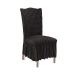 1-SOGA Black Chair Cover Seat Protector with Ruffle Skirt Stretch Slipcover Wedding Party Home Decor