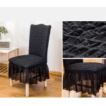 5-SOGA Black Chair Cover Seat Protector with Ruffle Skirt Stretch Slipcover Wedding Party Home Decor