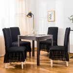4-SOGA 2X Black Chair Cover Seat Protector with Ruffle Skirt Stretch Slipcover Wedding Party Home Decor