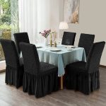 7-SOGA 2X Black Chair Cover Seat Protector with Ruffle Skirt Stretch Slipcover Wedding Party Home Decor