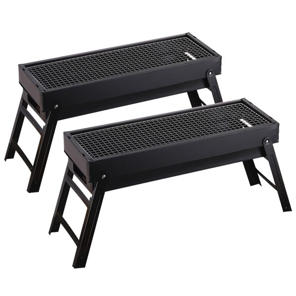 1-SOGA 2X 60cm Portable Folding Thick Box-type Charcoal Grill for Outdoor BBQ Camping
