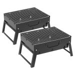 1-SOGA 2X 43cm Portable Folding Thick Box-type Charcoal Grill for Outdoor BBQ Camping