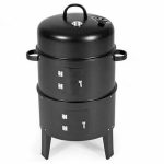 1-SOGA 3 In 1 Barbecue Smoker Outdoor Charcoal BBQ Grill Camping Picnic Fishing