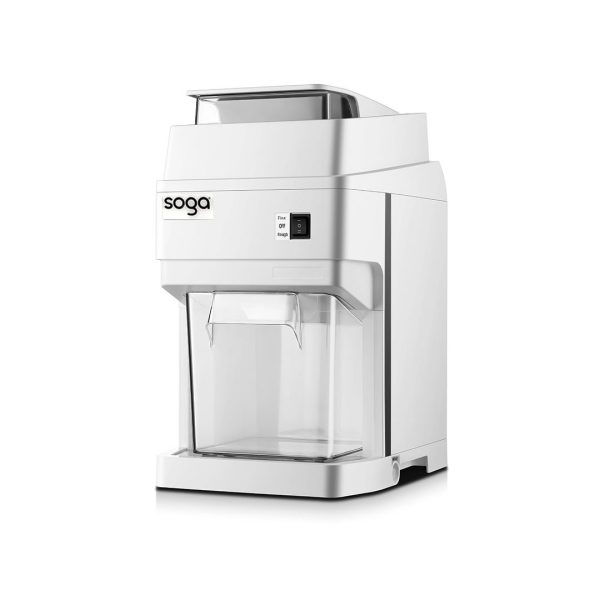 1-SOGA 300 Watts Electric Ice Shaver Crusher Slicer Snow Cone Maker Commercial Tabletop Machine 120kgs/h White