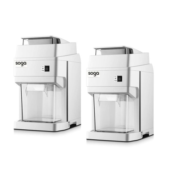 1-SOGA 2X 300 Watts Electric Ice Shaver Crusher Slicer Snow Cone Maker Commercial Tabletop Machine 120kgs/h White