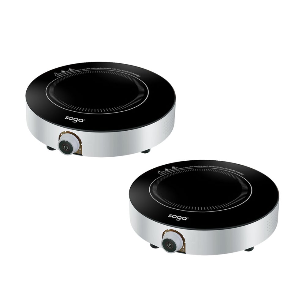 1-SOGA 2X 26cm Smart Electric Induction Cooktop Portable Kitchen Cooker for Cookware