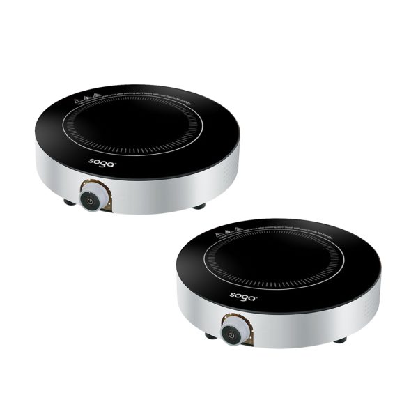 1-SOGA 2X 26cm Smart Electric Induction Cooktop Portable Kitchen Cooker for Cookware