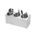1-SOGA 18/10 Stainless Steel Commercial Conical Utensils Cutlery Holder with 3 Holes