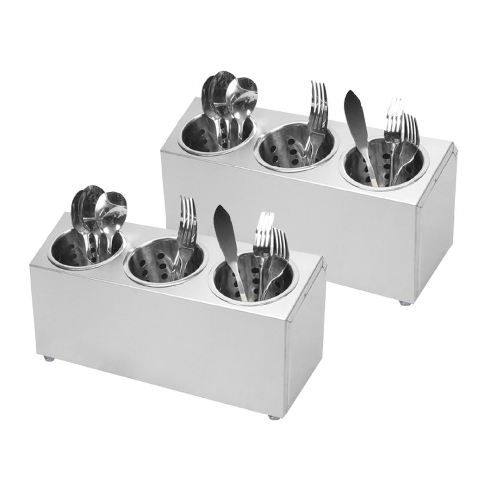 1-SOGA 2X 18/10 Stainless Steel Commercial Conical Utensils Cutlery Holder with 3 Holes