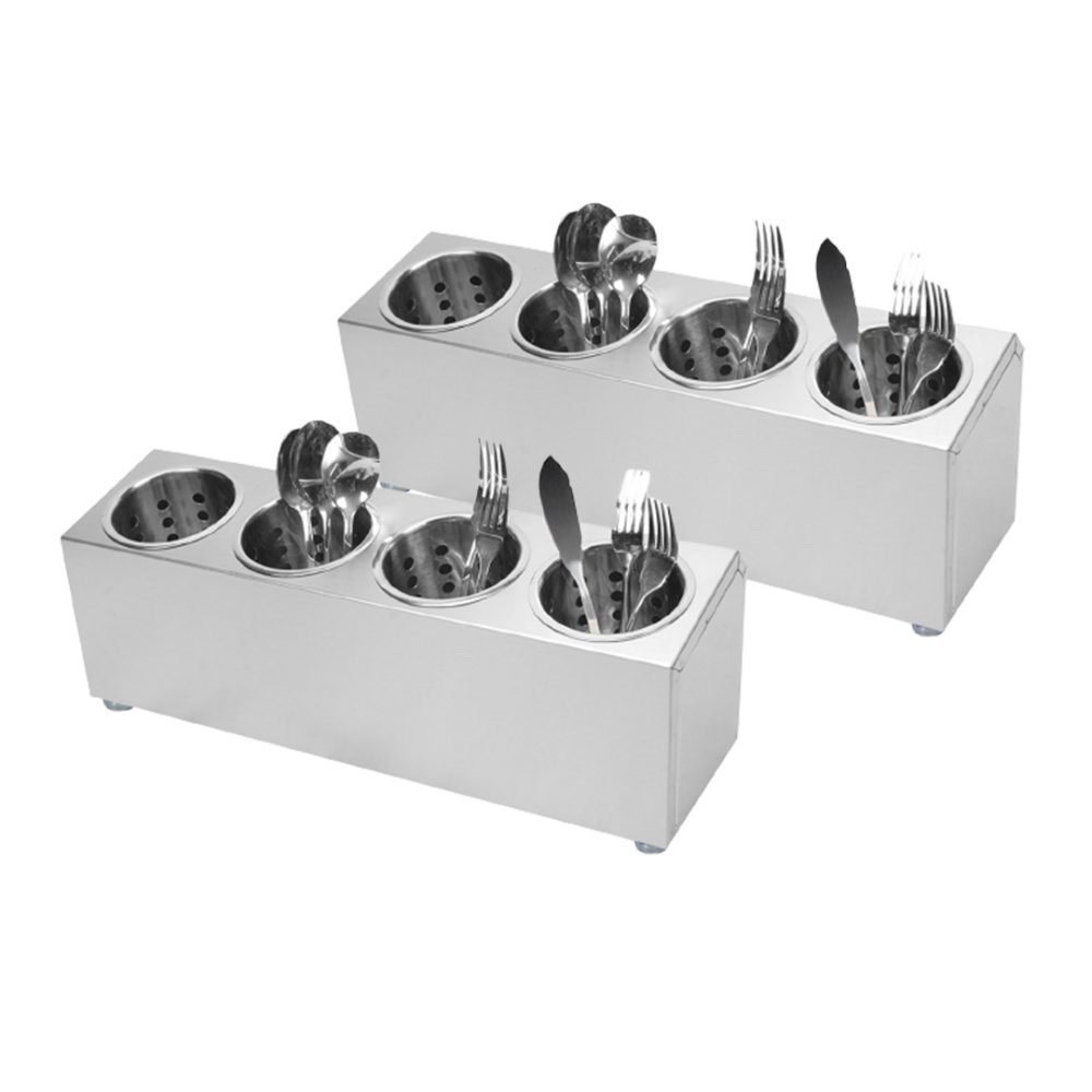 1-SOGA 2X 18/10 Stainless Steel Commercial Conical Utensils Cutlery Holder with 4 Holes