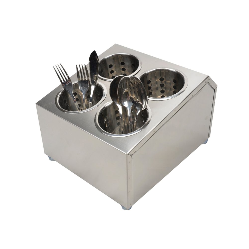 1-SOGA 18/10 Stainless Steel Commercial Conical Utensils Square Cutlery Holder with 4 Holes
