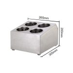 6-SOGA 18/10 Stainless Steel Commercial Conical Utensils Square Cutlery Holder with 4 Holes