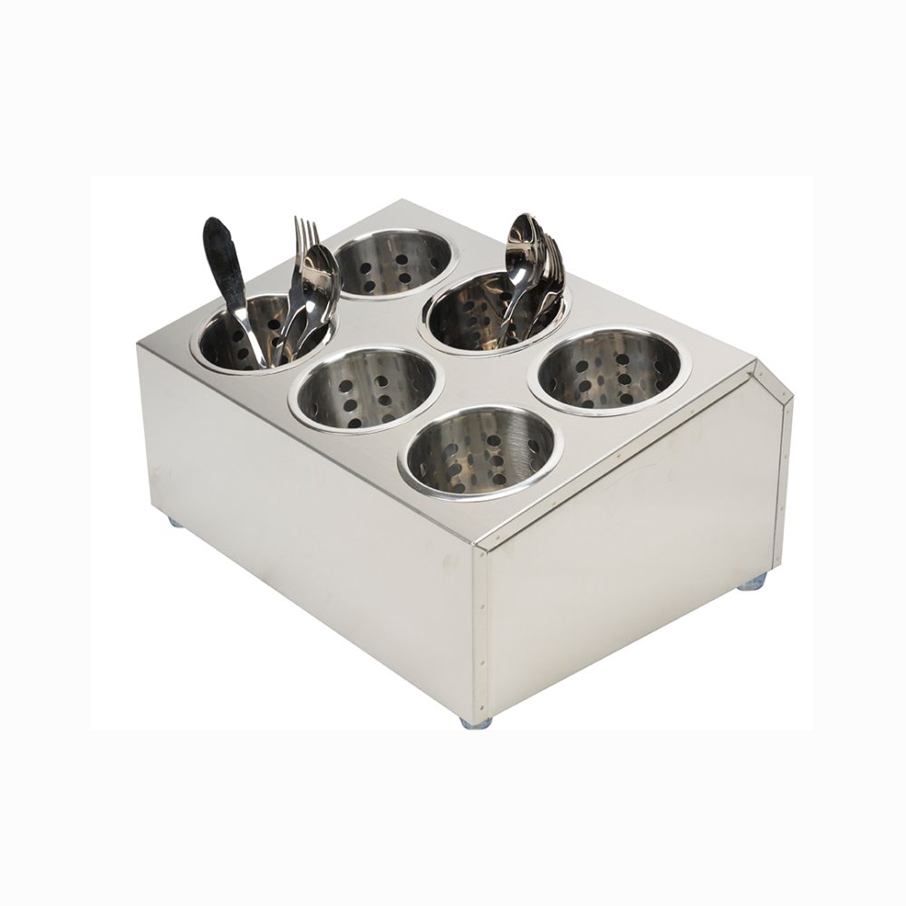 1-SOGA 18/10 Stainless Steel Commercial Conical Utensils Cutlery Holder with 6 Holes