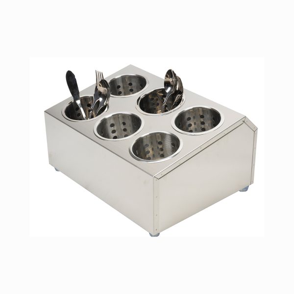 1-SOGA 18/10 Stainless Steel Commercial Conical Utensils Cutlery Holder with 6 Holes