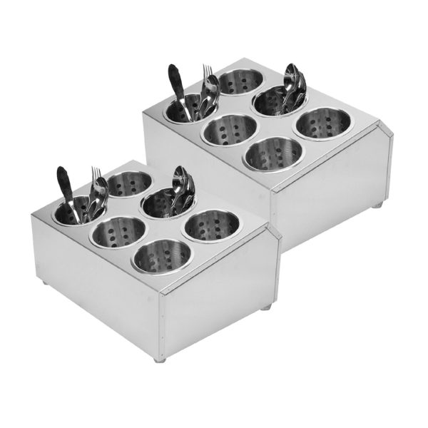 1-SOGA 2X 18/10 Stainless Steel Commercial Conical Utensils Cutlery Holder with 6 Holes