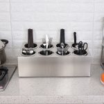5-SOGA 18/10 Stainless Steel Commercial Conical Utensils Cutlery Holder with 8 Holes