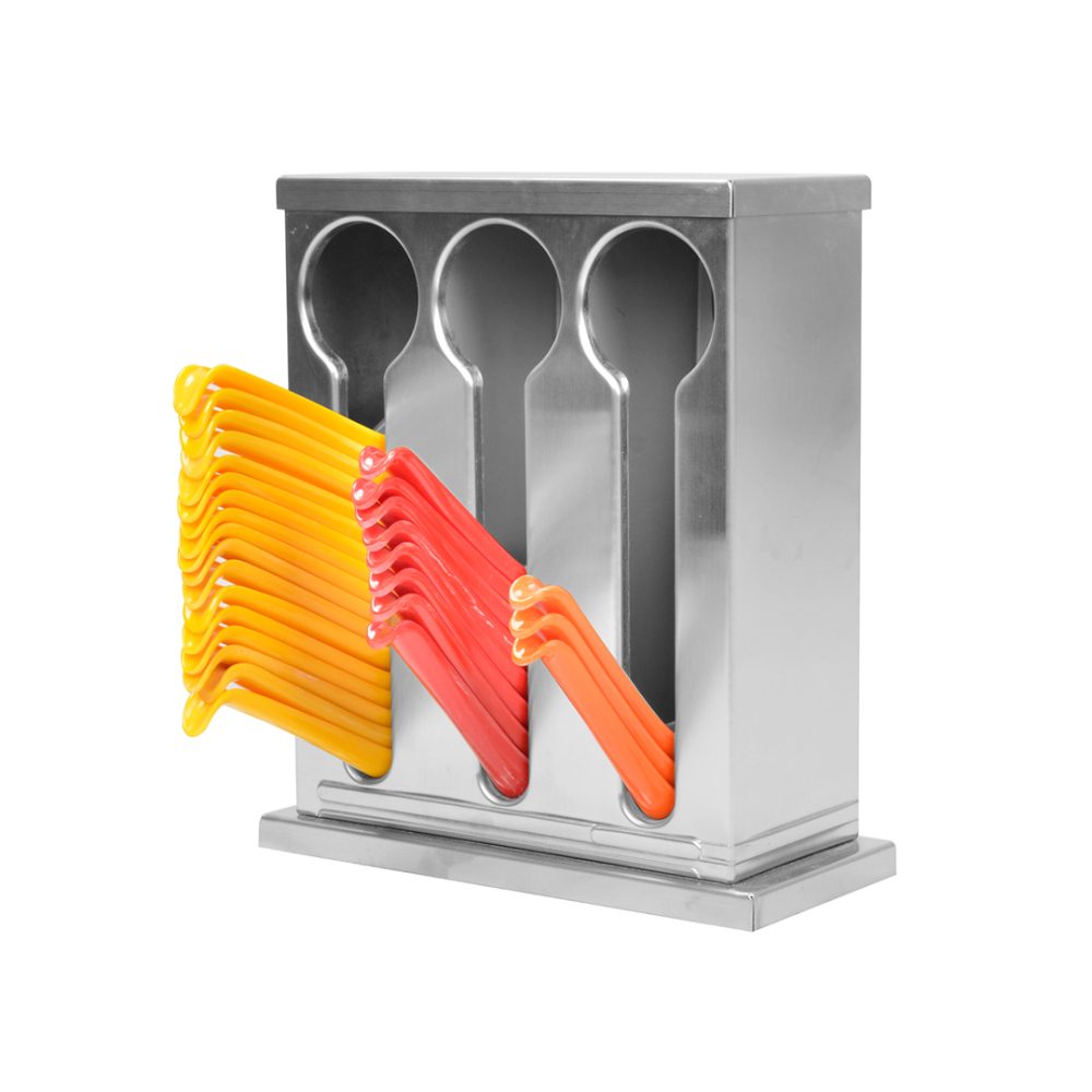 1-SOGA Stainless Steel Buffet Restaurant Spoon Utensil Holder Storage Rack 3 Holes