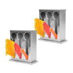1-SOGA 2X Stainless Steel Buffet Restaurant Spoon Utensil Holder Storage Rack 3 Holes