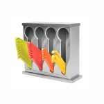 1-SOGA Stainless Steel Buffet Restaurant Spoon Utensil Holder Storage Rack 4 Holes