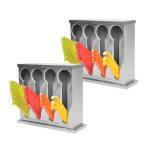 1-SOGA 2X Stainless Steel Buffet Restaurant Spoon Utensil Holder Storage Rack 4 Holes