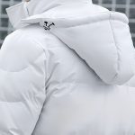 6-abbee White Large Winter Hooded Overcoat Long Jacket Stylish Lightweight Quilted Warm Puffer Coat