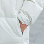 7-abbee White Large Winter Hooded Overcoat Long Jacket Stylish Lightweight Quilted Warm Puffer Coat