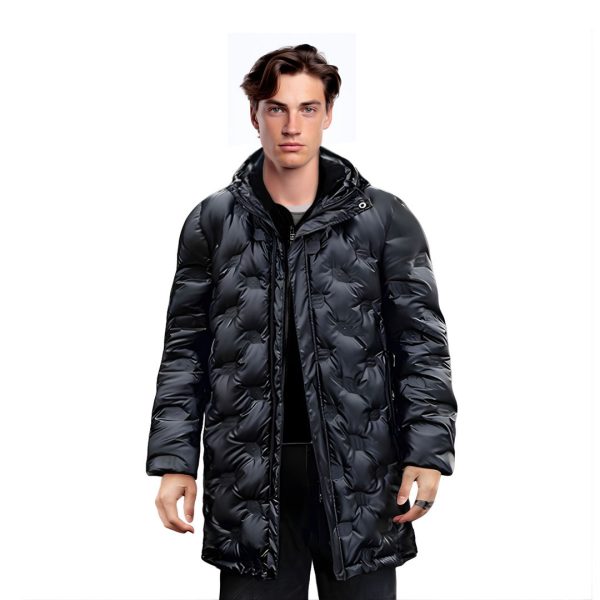 1-abbee Black 3XL Winter Hooded Glossy Overcoat Long Jacket Stylish Lightweight Quilted Warm Puffer Coat