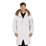 1-abbee White 3XL Winter Fur Hooded Thick Overcoat Jacket Stylish Lightweight Quilted Warm Puffer Coat