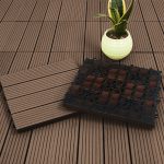 5-SOGA 2X 11 pcs Dark Chocolate DIY Wooden Composite Decking Tiles Garden Outdoor Backyard Flooring Home Decor