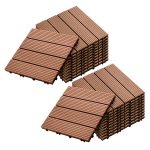 1-SOGA 2X 11 pcs Red Brown DIY Wooden Composite Decking Tiles Garden Outdoor Backyard Flooring Home Decor