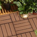 6-SOGA 2X 11 pcs Red Brown DIY Wooden Composite Decking Tiles Garden Outdoor Backyard Flooring Home Decor