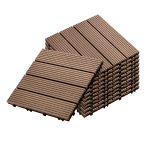 1-SOGA 11 pcs Light Chocolate DIY Wooden Composite Decking Tiles Garden Outdoor Backyard Flooring Home Decor