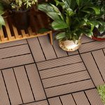 6-SOGA 11 pcs Light Chocolate DIY Wooden Composite Decking Tiles Garden Outdoor Backyard Flooring Home Decor