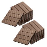 1-SOGA 2X 11 pcs Light Chocolate DIY Wooden Composite Decking Tiles Garden Outdoor Backyard Flooring Home Decor