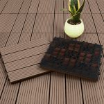 5-SOGA 2X 11 pcs Light Chocolate DIY Wooden Composite Decking Tiles Garden Outdoor Backyard Flooring Home Decor