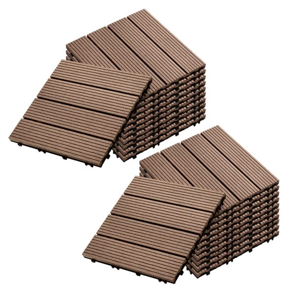 1-SOGA 2X 11 pcs Light Chocolate DIY Wooden Composite Decking Tiles Garden Outdoor Backyard Flooring Home Decor