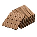 1-SOGA 11 pcs Coffee DIY Wooden Composite Decking Tiles Garden Outdoor Backyard Flooring Home Decor