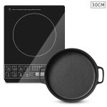 1-SOGA Electric Smart Induction Cooktop and 30cm Cast Iron Frying Pan Skillet Sizzle Platter