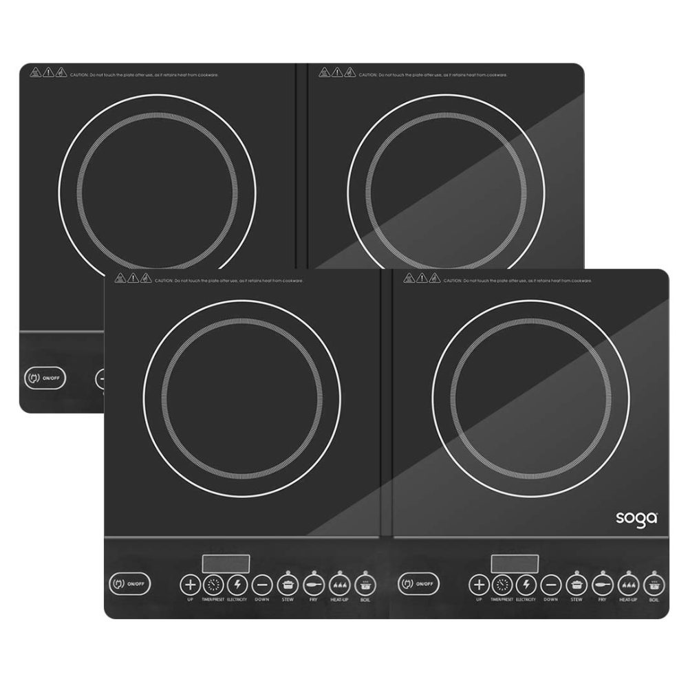 1-SOGA 2X Cooktop Portable Induction LED Electric Double Duo Hot Plate Burners Cooktop Stove