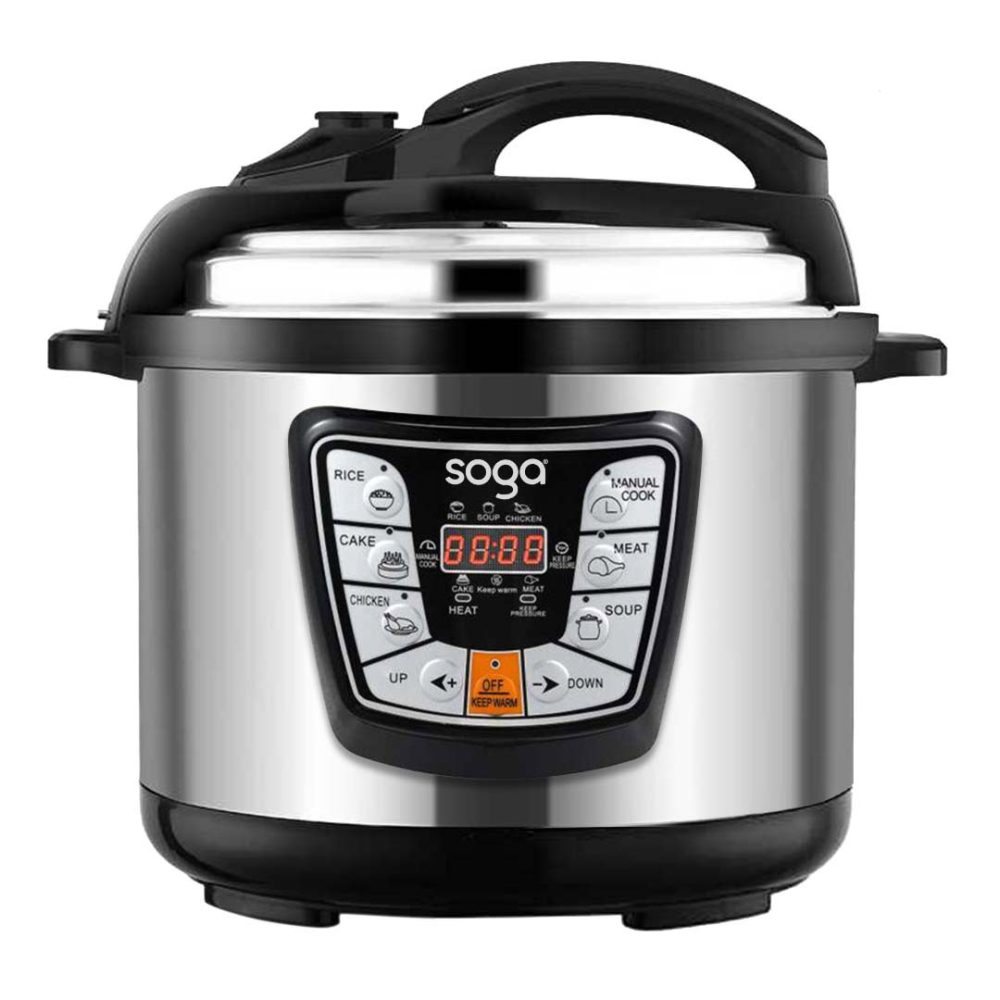 1-SOGA Electric Pressure Cooker 12L Stainless Steel NonStick 1600W