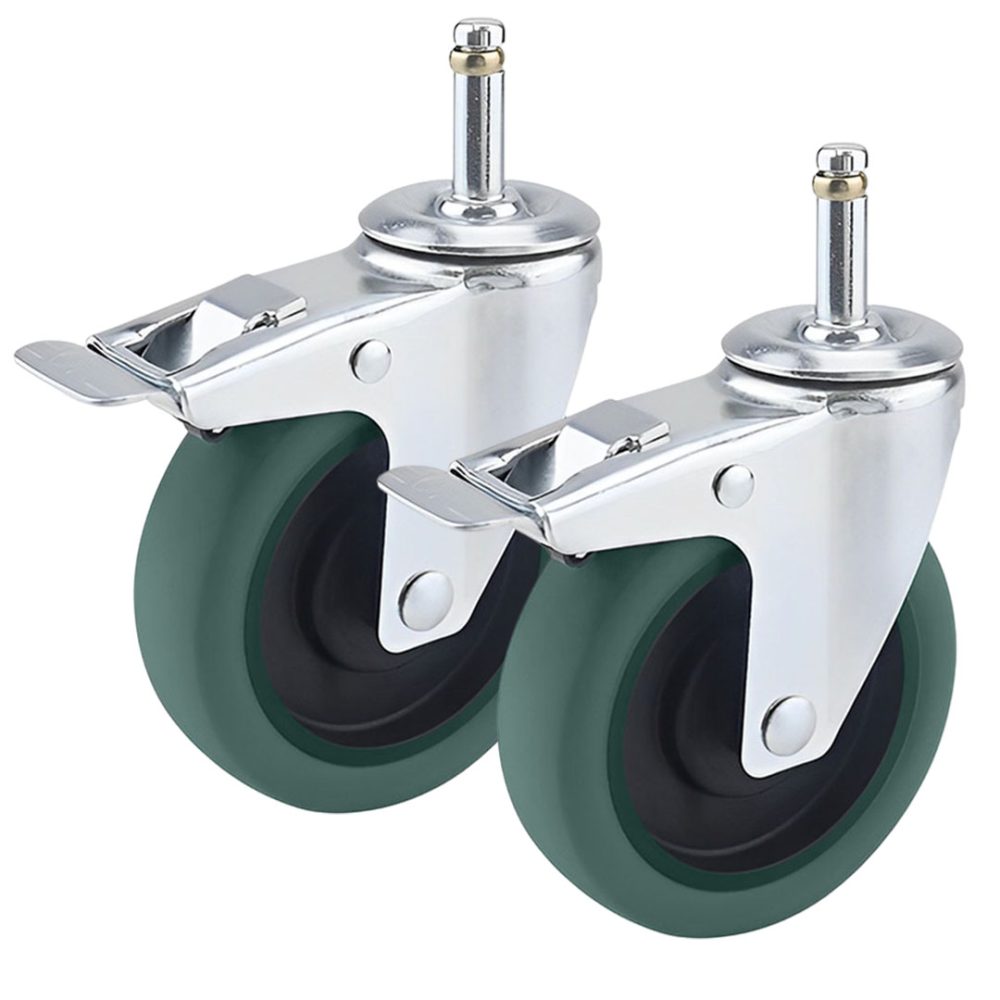 1-SOGA 2X 4" Heavy Duty Polyurethane Swivel Castor Brake Wheels