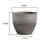 2-SOGA 32cm Rock Grey Round Resin Plant Flower Pot in Cement Pattern Planter Cachepot for Indoor Home Office