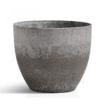 1-SOGA 32cm Rock Grey Round Resin Plant Flower Pot in Cement Pattern Planter Cachepot for Indoor Home Office